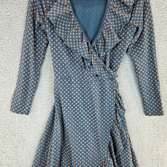 Matilda Jane, choose your own path green-burnt orange true wrap dress Sz XS - Picture 5 of 11